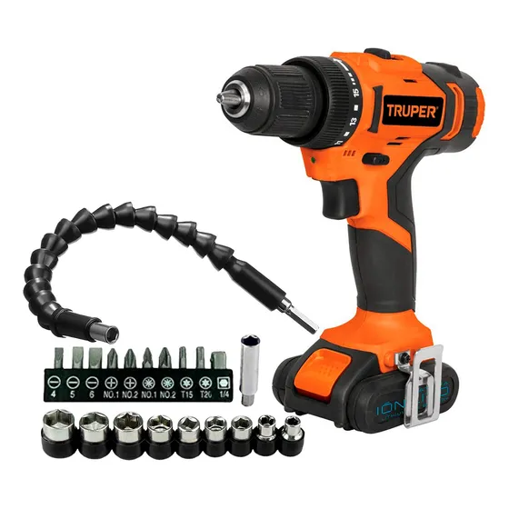Taladro Atornillador Inalámbrico 12v 3/8'' Truper + 21 Accs