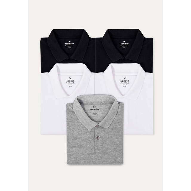 Kit 5 Camisas Polo Básica Masculina Manga Curta Hering Kit 5 Camisas Polo Básica Masculina Manga Curta Hering