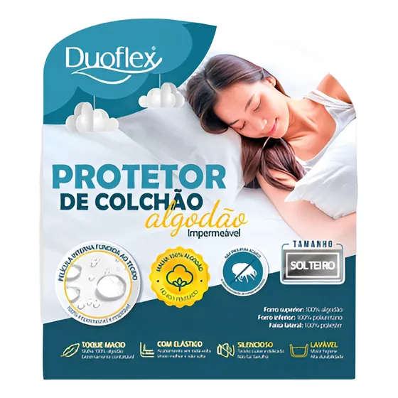 Capa Colchão Solteiro Algodão Impermeavel Silencio - Duoflex