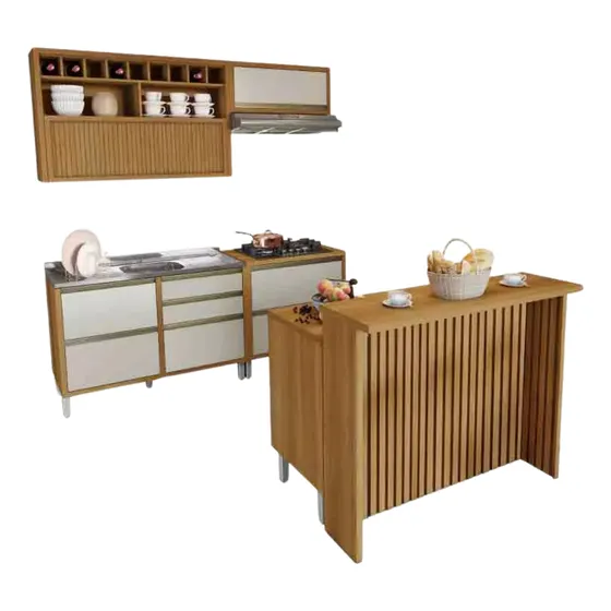 Mueble Cocina Baronesa 200c Mdf Bajomesada Aéreo Barra Isla