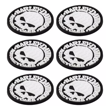 6 Porta Copos Harley Davidson Decorativo Decoração Sala Moto Letra Branco E Skull Branco