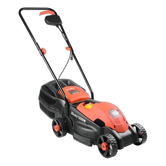 Cortadora de pasto eléctrica Black+Decker GR1000 con bolsa recolectora de 1.2 kW y 220V color naranja/negro