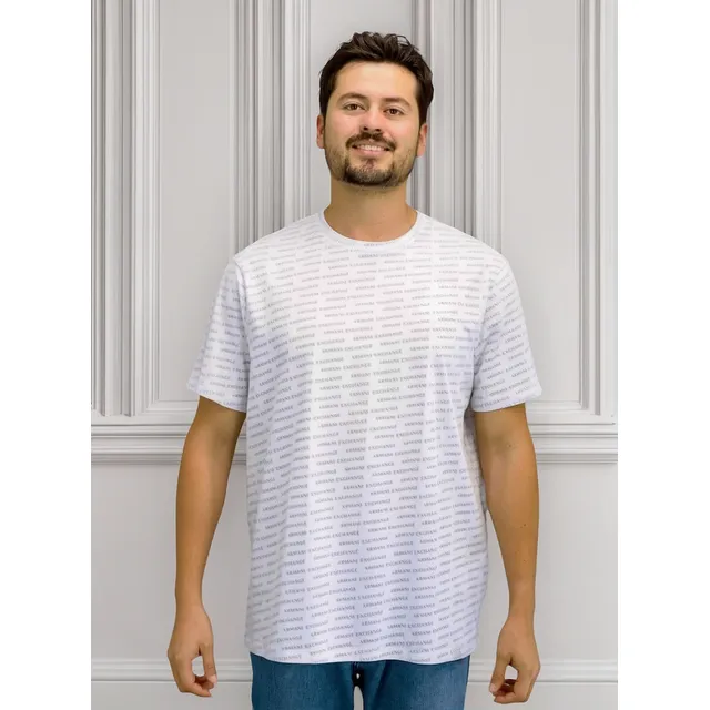Playera Armani Exchange Blanco Multilogo Mod. 7vztfc Zjh4z