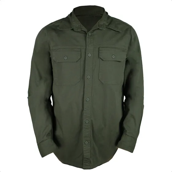 Camisa De Sarja Manga Longa Workshirt Trabalho Casual