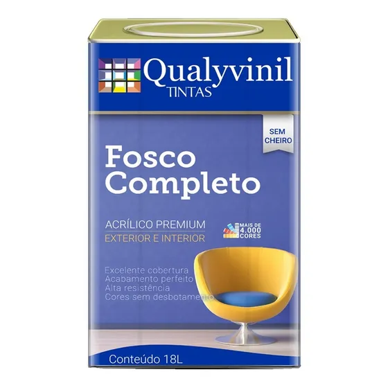 Latex Acrílico Blanco Fosco Completo Mate 18 Lt Qualyvinil