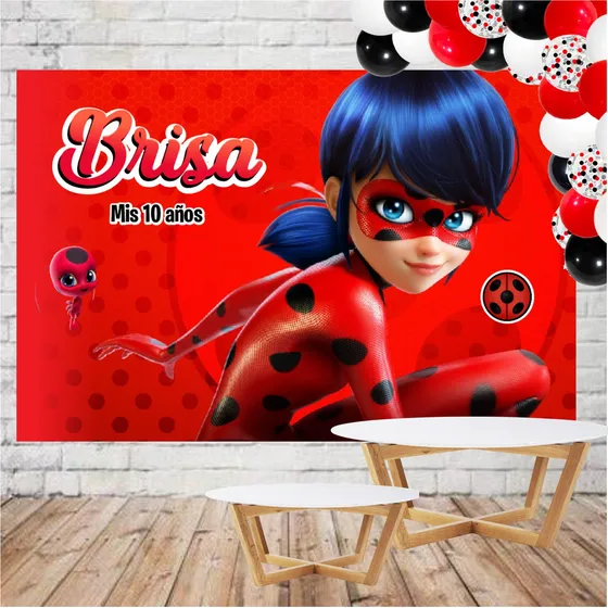 Fondo Banner Candy Bar Personalizado Fiesta Ladybug 1.5x1 M