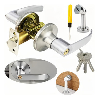. Cerradura Chapa Manija Para Puerta Recamara Baño+tope . Cerradura Chapa Manija Para Puerta Recamara Baño+tope