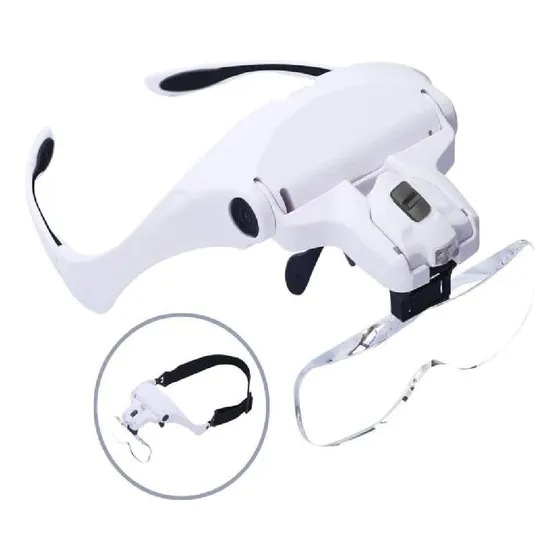 Vincha Lupa Ajustable Con Luz Led Multiuso 3.5x + Lentes