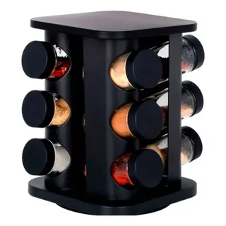 Porta Temperos E Condimentos Giratório 12 Peças Vidro Cor Preto Belakasa Bk5716 Porta Temperos E Condimentos Giratório 12 Peças Vidro Cor Preto Belakasa Bk5716