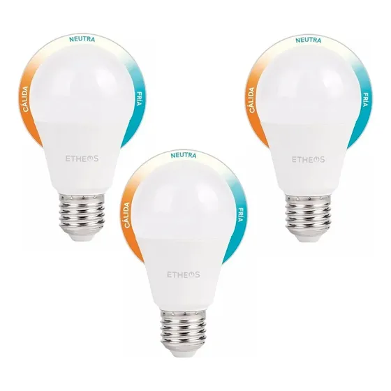 3x Lampara Led 9w Etheos 3 Colores (fria, Neutra, Calida)