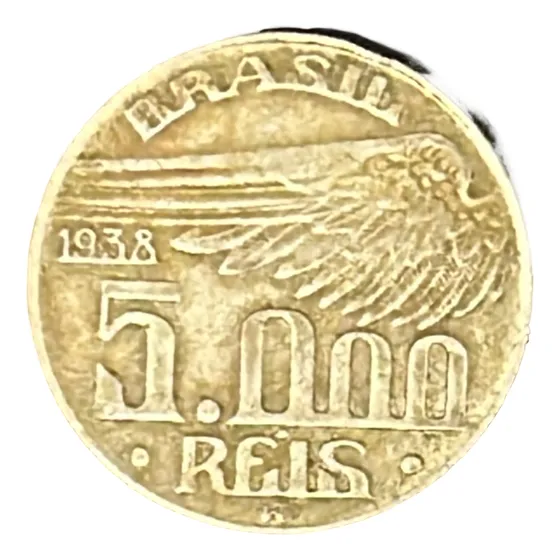 Brasil 1 Moeda Prata De 5000 Réis Ano De 1938 Santos Dumont