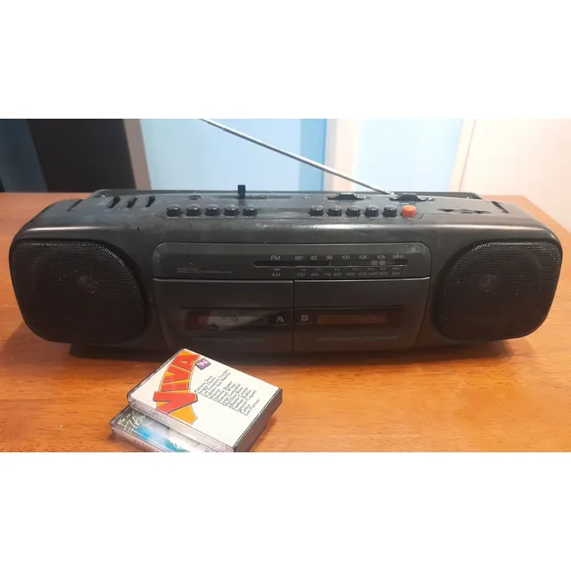 Radiograbador Doble Casetera, Radio Am-fm Negro