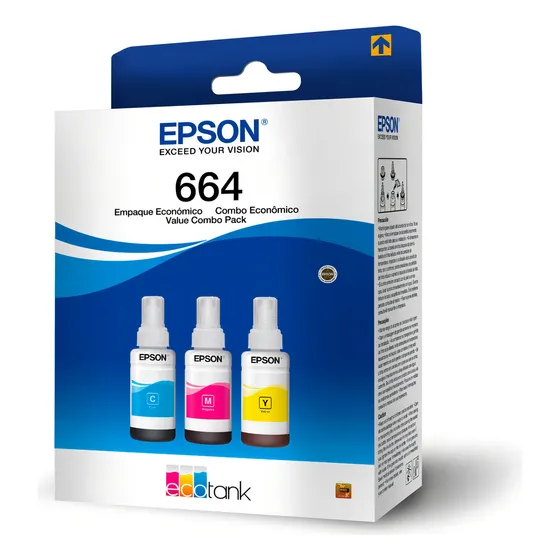 Pack De 3 Botellas De Tinta Epson Cyan/magenta/amarilla T664