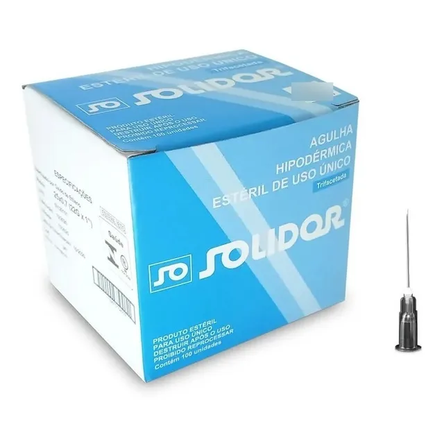 Agulha HiPodérmica 13x45 26g (marrom) Solidor C/ 100 Und