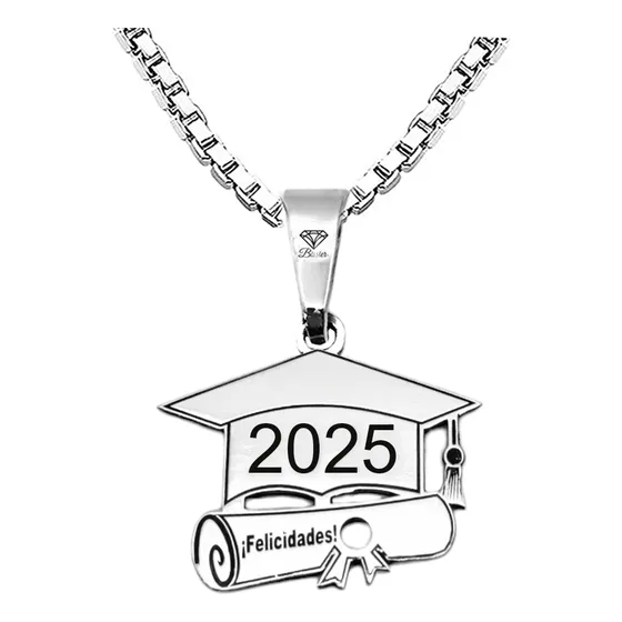 Dije Birrete De Graduación Con Cadena En Plata Ley 925