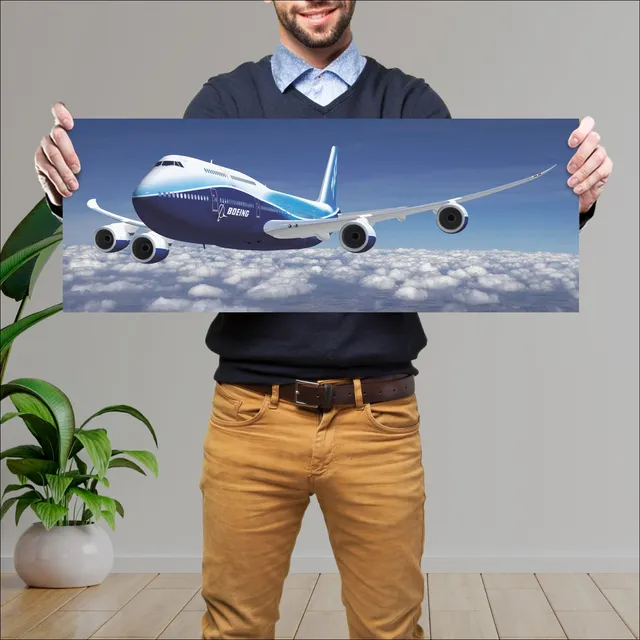 Cuadro Grande 30x80 Cm Avion Boeing 747