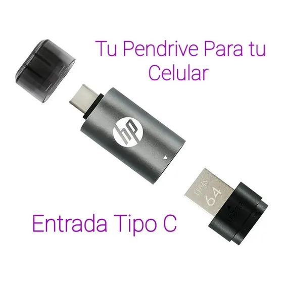 Pendrive Hp 64gb / Para Tu Celular/ Usb 3.2/ Entrada Tipo C 