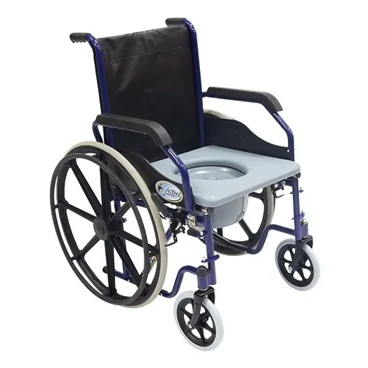 Silla De Ruedas Con Cómodo Baño Integrado Con Descansapies Color Azul