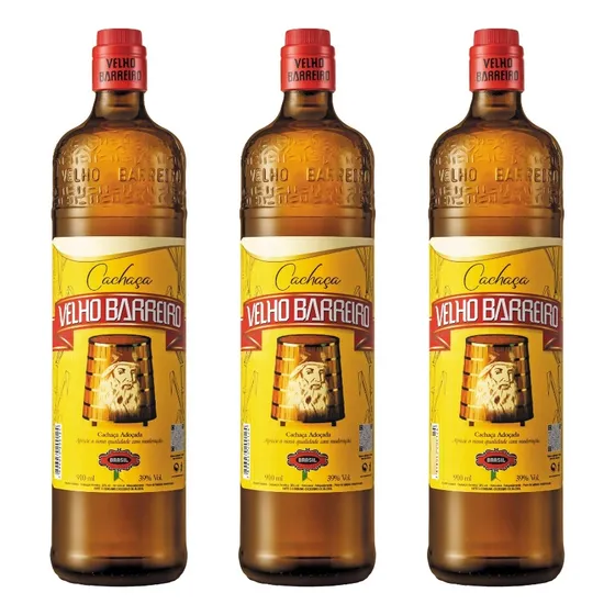 Cachaça Velho Barreiro 910cc X3 Unidades - Zetta Bebidas