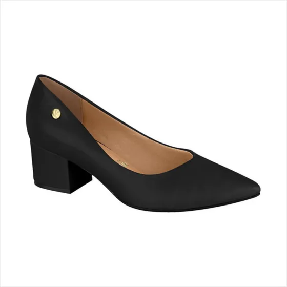 Sapato Vizzano Scarpin Bico Fino Salto Bloco Baixo Conforto
