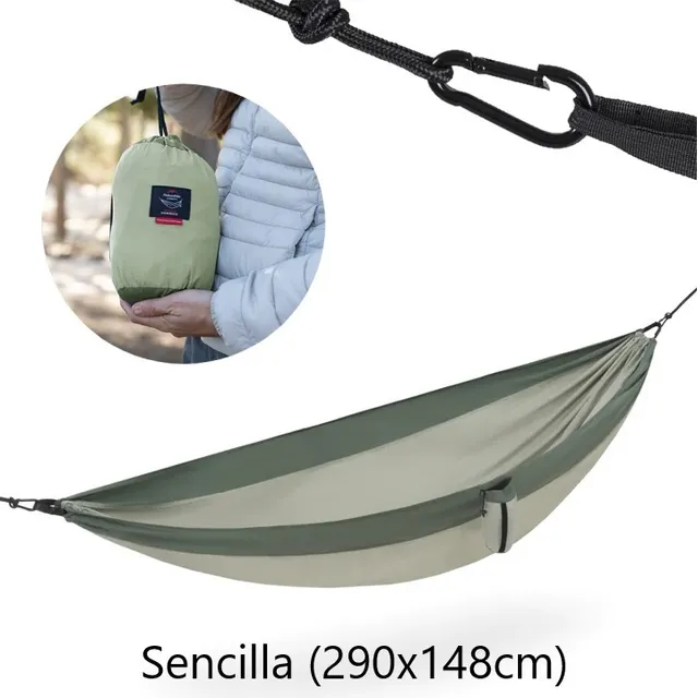 Hamaca De Camping Playa 148x290cm Con Mosquetones Y Cuerdas