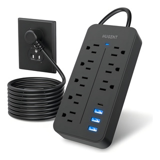 Multicontacto De 8 Tomas Hugent El-08 Con Usb Color Negro Largo Del Cable De 1.2m 10a 127v Multicontacto De 8 Tomas Hugent El-08 Con Usb Color Negro Largo Del Cable De 1.2m 10a 127v