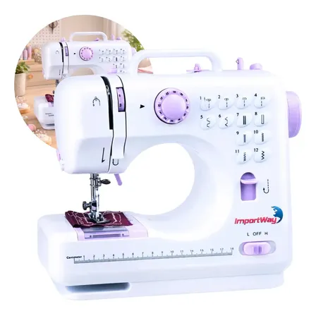 Máquina De Costura Reta Importway 12 Pontos Doméstica Iwmc-505 Portátil Branco 127/220v