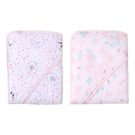 Kit 2 Toalha De Banho Fralda Soft Capuz Bebê 2 Camadas Papi