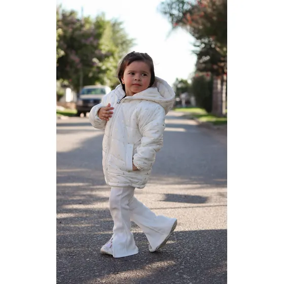 Campera De Abrigo Foil Estampada Con Capucha De Beba