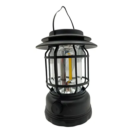 Lampião Led Acampamento Luz De Emergência Recarregável Preto 127/220v