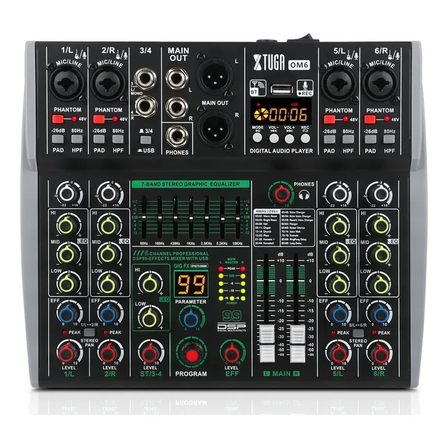 Xtuga Om6 Mezcladora Mixer De 6 Canales 99 Dsp Efectos