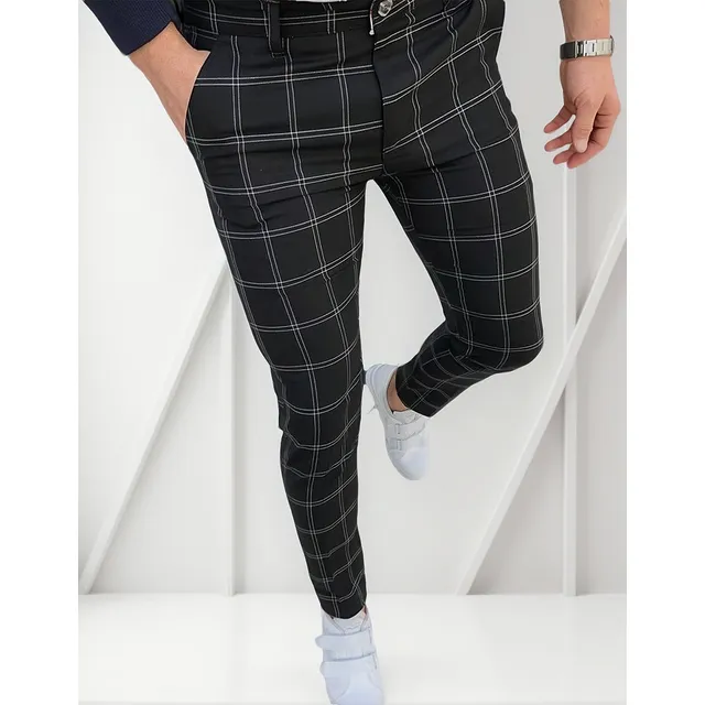 Pantalones Skinny De Gabardina Traje Recortados Casuales