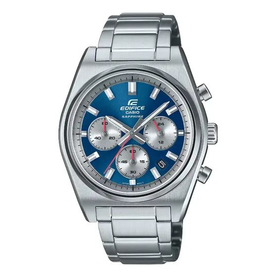 Reloj Casio Hombre Efb-730d-2av Ts Correa Gris Bisel Gris Fondo Azul Acero