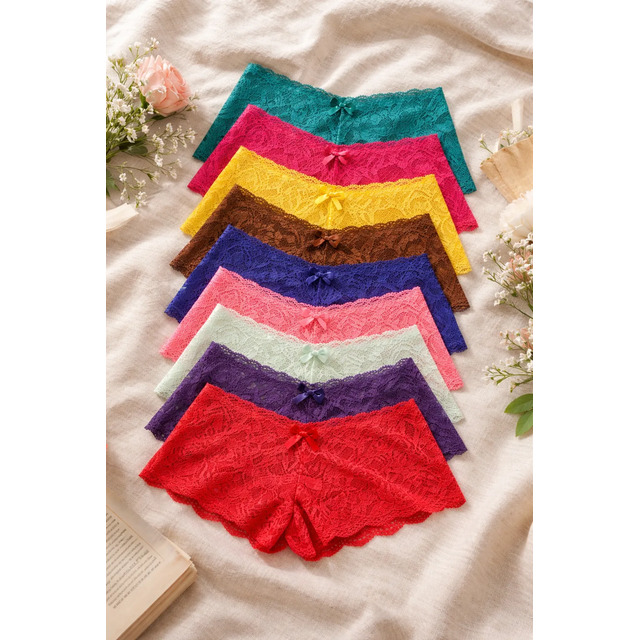 Kit 10 Caleçon Em Renda Short Lingerie Atacado Revenda Sortida G
