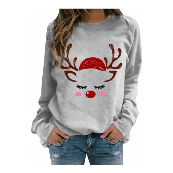 Hotkey Sudadera Navidad Para Dama Manga Larga O-cuello