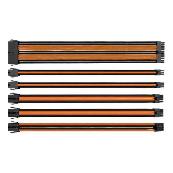Kit Cabos Sleeved Tt Mod Preto E Laranja 300mm
