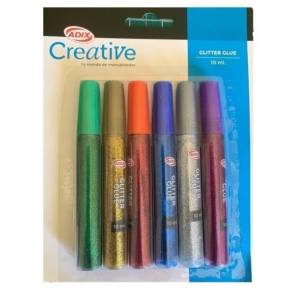 Glitter Glue 10ml. 6 Colores - Adix Creative