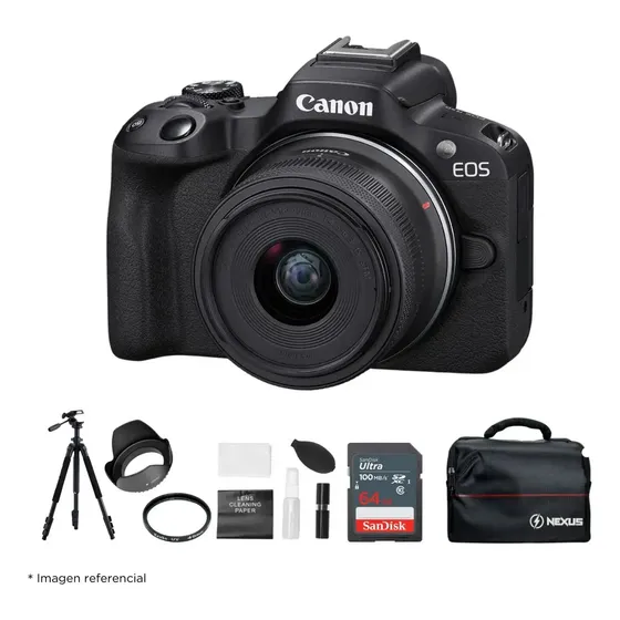 Cámara Mirrorless Eos R50 Lente Rf S 18-45mm + Kit Ultimate Negro