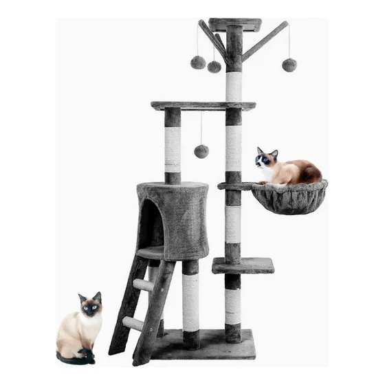 Rascador Gimnasio Para Gatos Oem Con Rascador Color Gris Oscuro