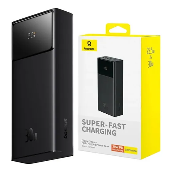 Baseus Powerbank Fast Charge 30000mah 30w Para iPhone Galaxy Color Negro