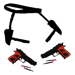 Coldre Duplo De Perna Duplo + 2 Pistolas Fantasia Brinquedo Coldre Duplo De Perna Duplo + 2 Pistolas Fantasia Brinquedo