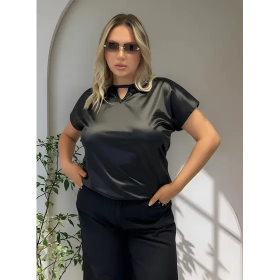 Blusa De Satén Dama T-especial Zoe