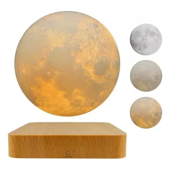 Lámpara De Luna Levitante Flotante Giratoria Luna 3d Colores Estructura Agua Pantalla Agua