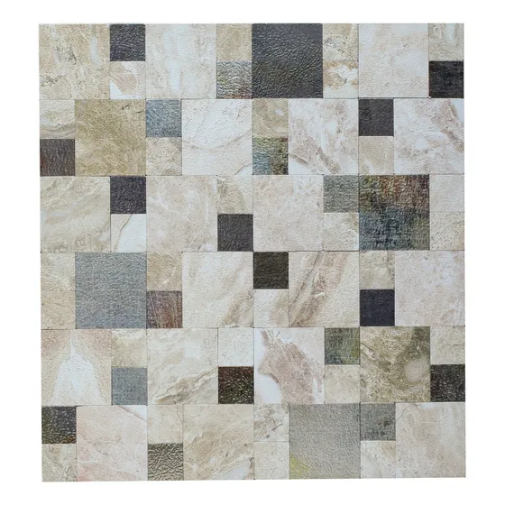 Malla Autoadhesiva Aluminio, Cuadros En Beige/dorado 30x30cm
