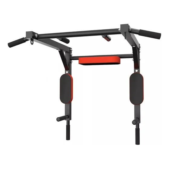 Barra De Dominadas + Abdominales Jazak / Pull Up / Linea Gym / Flexiones / Fitness / Gimnasia / Paralela / Multifuncional /reforzada Soporta Hasta 200kg Para Pared Con Kit De Instalación Color Negro