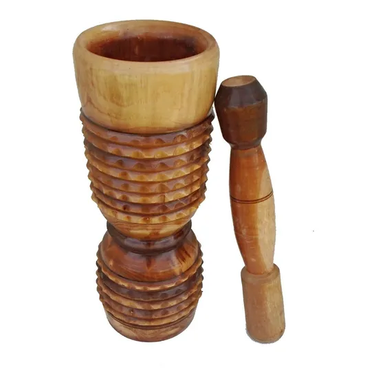 Pilão De Madeira Grande 60cm Fino Acabamento Trabalhado