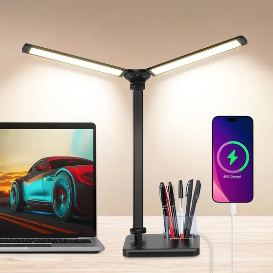 Rigors Lampara Led Escritorio Oficina Casa Luz Brazo Doble 5