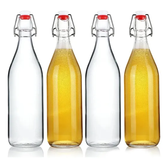 Botella Vidrio 1l Tapa Abatible Con Sello Goma X4