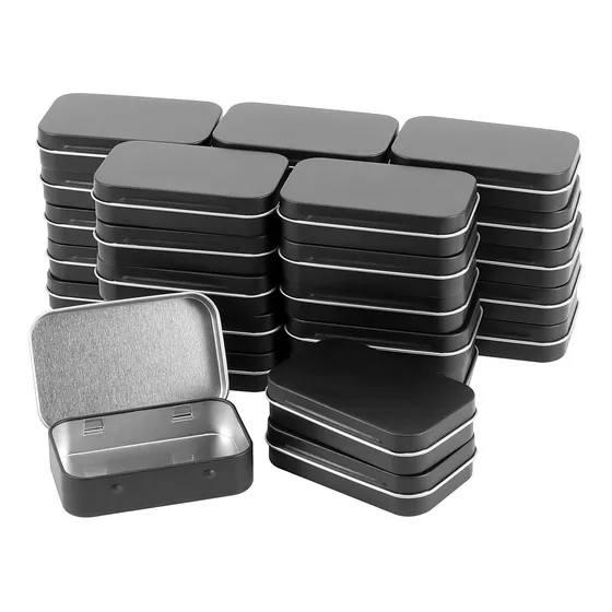 60 Lata Rectangular Metal Bisagra Mini Contenedor Portatil S