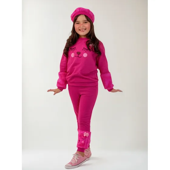 Conjunto Moletom Infantil Menina Inverno  Blusa + Calça Frio